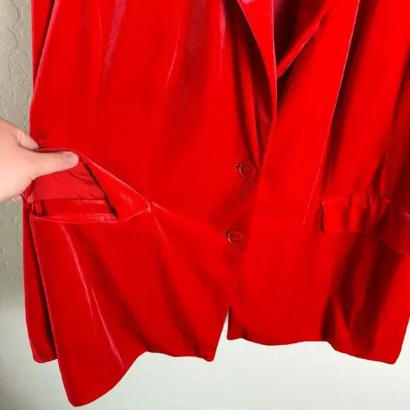 Lane Bryant Red Velvet Blazer Jacket 22 - Picture 5 of 16